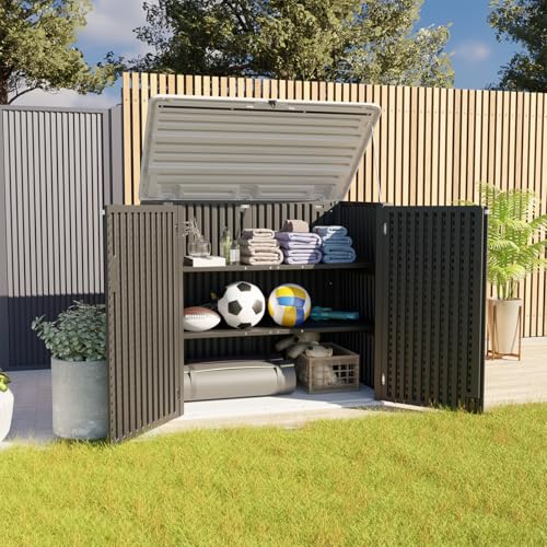 Larger Outdoor Storage Shed Weather Resistance (48 Cu.ft Black Shed-03C)