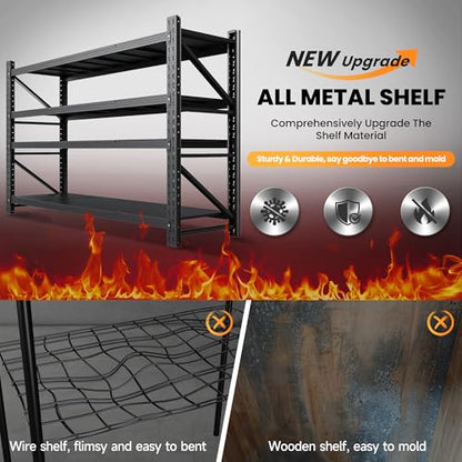 71.3” Wide Heavy Duty Metal Garage Shelving (Matte Black / 71"Wx24"Dx70"H)