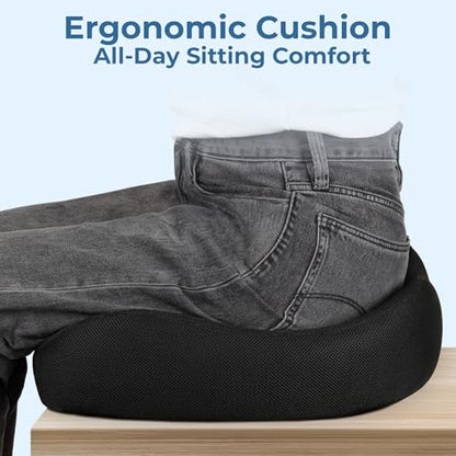 Seat Cushion Memory Foam Chair Pad for Tailbone Pain Relief (Black / XX-Large)