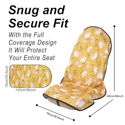 Car Seat Cover Protector Front Seats (2Pcs Front Seat Towel / Chamomile and Yellow)