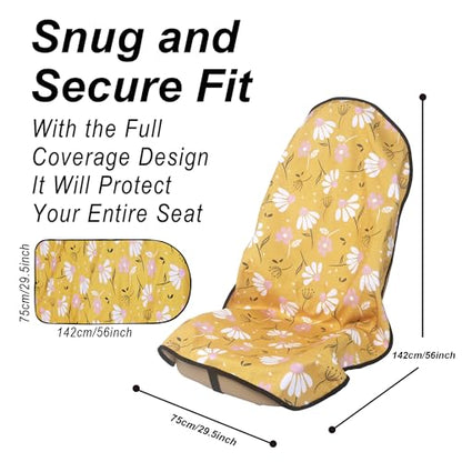 Car Seat Cover Protector Front Seats (2Pcs Front Seat Towel / Chamomile and Yellow)
