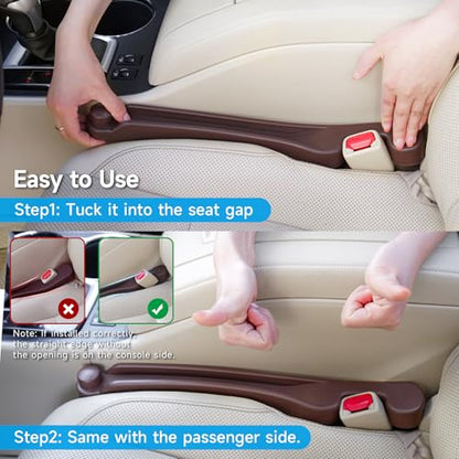 Car Seat Gap Filler Organizer 2Pack Soft Foam 3IN1 Multifunctional (Espresso brown / Most Cars – Standard)