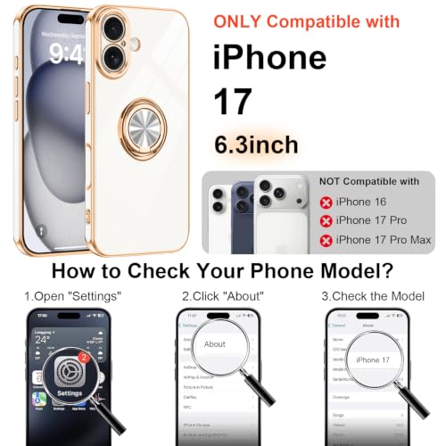Designed for iPhone 17 Case with Ring Stand Slim White (White / 6.3'' iPhone 17)