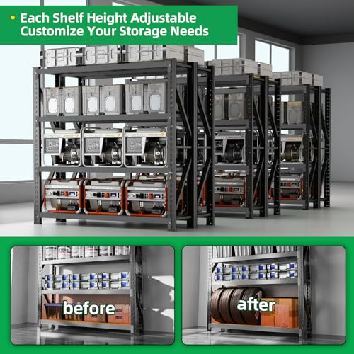 3000LBS Heavy Duty Storage Shelves (47.2''W x 23.6''D x 78''H / Classic Black)