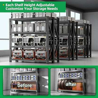 3000LBS Heavy Duty Storage Shelves (47.2''W x 23.6''D x 78''H / Classic Black)