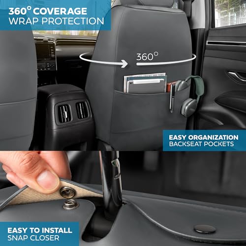Curated Prestige Leather Seat Covers for Cars & SUVs (Charcoal/Black (Prestige) / Front Seats)