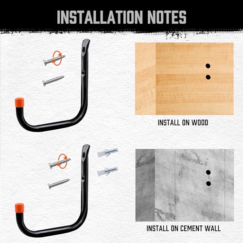 6 Pack 8 Inch Heavy Duty Garage Hooks (8"(6PCS) / Black)