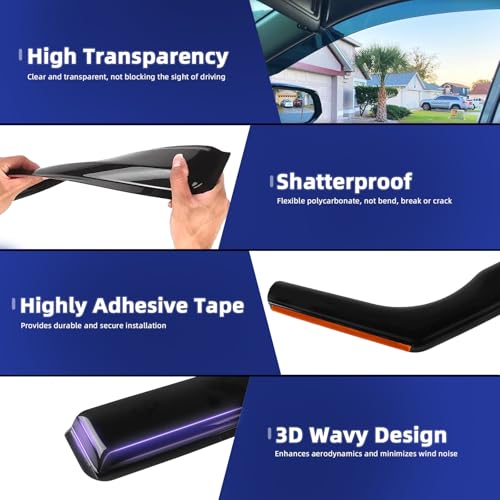 in Channel Rain Guards Fit for Subaru Ascent 2019 2020 2021 2022 2023 2024 2025 2026 (For 2019-2026 Ascent)