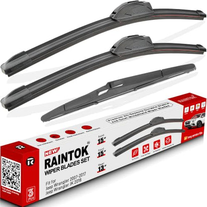 3 Pack Windshield Wiper Blades Replacement for Jeep Wrangler JK 2007 (15"/15"/13")