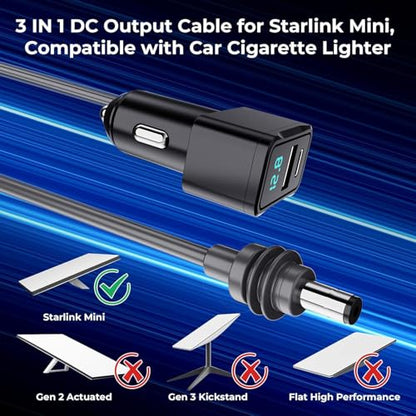 3 in 1 Starlink Mini Cable 10FT (Black / 10FT)