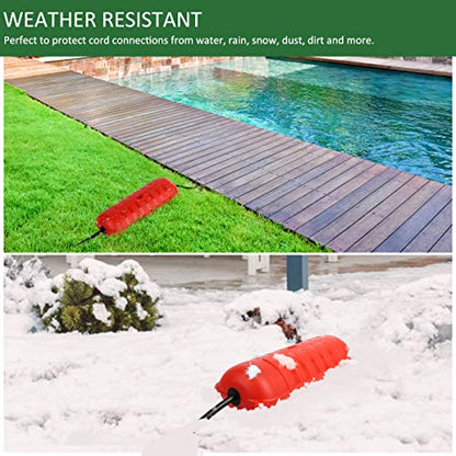 Outdoor Extension Cord Safety Cover (Red / Medium Box: 9.5" L x 3" W x 2.9" H)