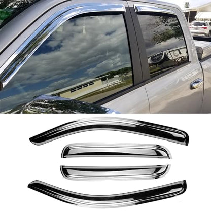 Chrome Window Visors for 2019 (RAM 1500 19-25 Crew Cab(Chrome))