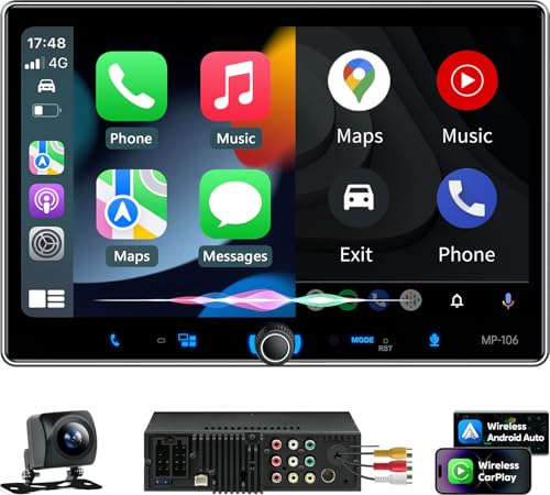 Single Din Car Stereo Wireless Apple Carplay Android Auto Radio (10.1")