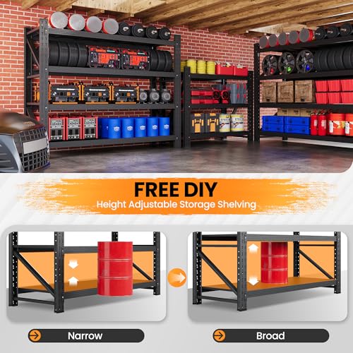 Set of 2 Metal Storage Shelves (Matte Black / 96"Wx24"Dx70"H)
