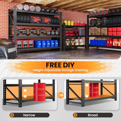 Set of 2 Metal Storage Shelves (Matte Black / 96"Wx24"Dx70"H)