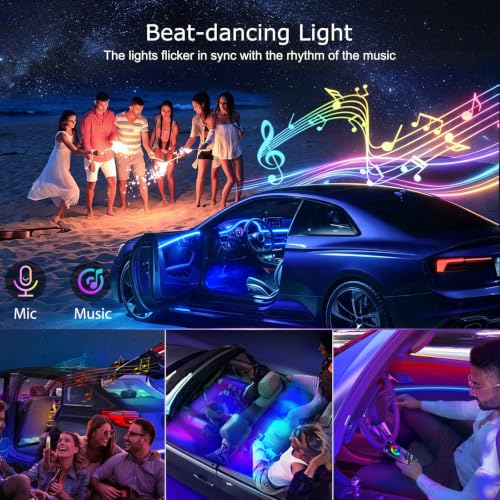Car Interior LED Lights (5 LED/236 Inches Fiber Optic)