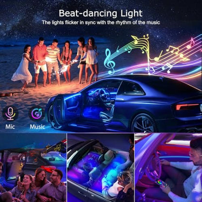 Car Interior LED Lights (5 LED/236 Inches Fiber Optic)