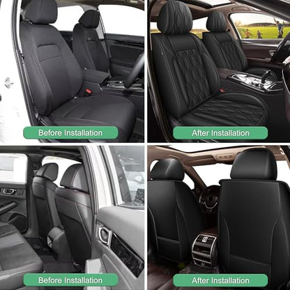 Full Set Waterproof Leather Seat Covers for Toyota Camry 2002 (#067 Black / 3.Camry-5 Seat Covers Full Set)