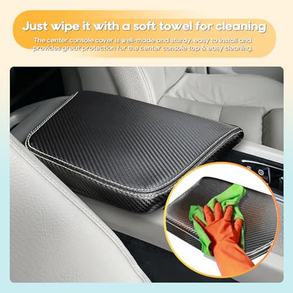 Central Console Armrest Box Cover Fit for Volov 2021 2022 2023 2024 2025 2026 XC60 S60 SPA Cover Car Armrest Cover Auto Center Console Pad (1) 2021-2026 XC60 Carbon Fiber Regular)