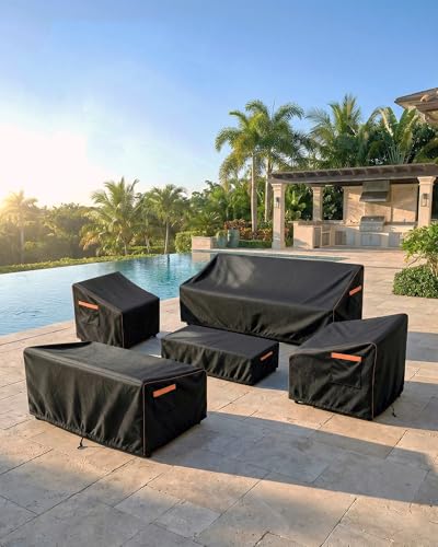 Outdoor Patio Furniture Cover Rectangular (Rectangle Cover-Black / 76 x 54 x 28 inches)