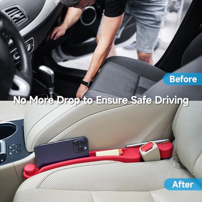 Car Seat Gap Filler Organizer 2Pack Soft Foam 3IN1 Multifunctional (Red / Narrow)