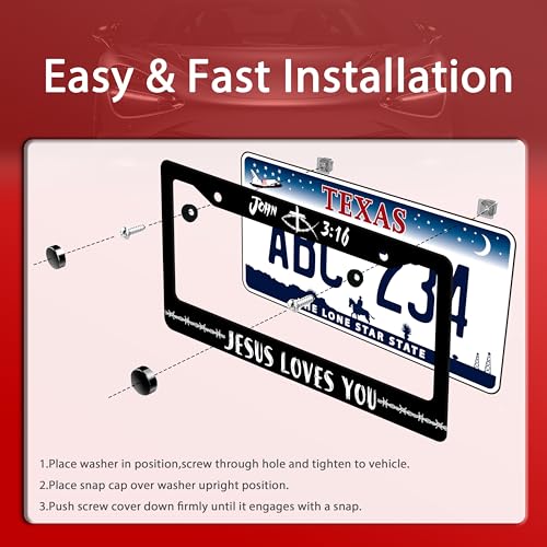 John 3 16 Jesus Loves You Stainless Steel License Plate Frame for US Cars (Jesus Loves You)