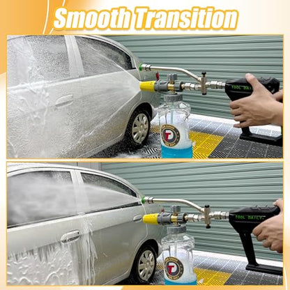Pressure Washer Foam Cannon with Dual Connector (Grey, Yellow)