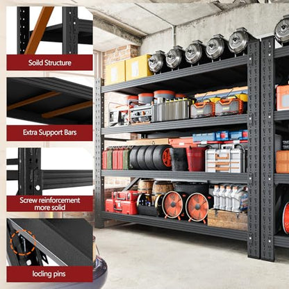 3000LBS Storage Shelves (48"W x 23.7"D x 70"H / Black)
