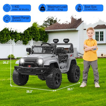 12V Kids Electric Ride On Truck Car w (Grey)
