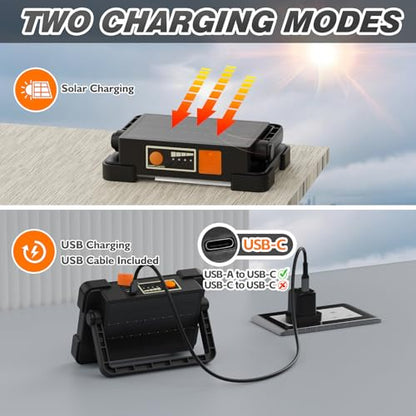 120W Solar Rechargeable 144 LED Work Light (Black)