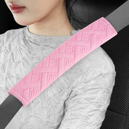 2 Pack Universal Car Shoulder Strap Pads Cover for A More Comfortable Driving (Cherry Blossom Pink)