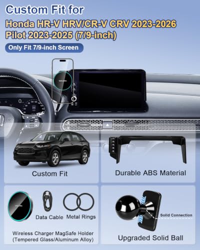 15W Magnetic Charger Phone Holder for Honda CR (Magnetic Wireless Charger / CRV/HRV/Pilot 2023-2026 (7/9 inch screen))