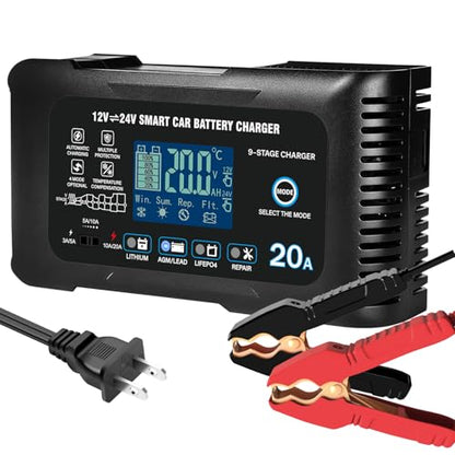 20A Car Battery Charger (Black)