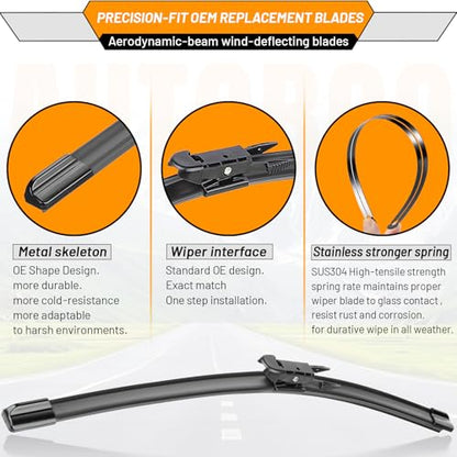 Windshield Wiper Blade Replacement for Ford Focus 2012 (28"+28"+12")