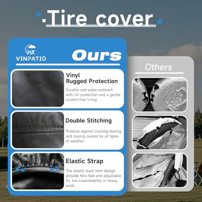 RV Tire Covers Set of 4 (RV Tire Covers(Black) / Fits 24-26IN)