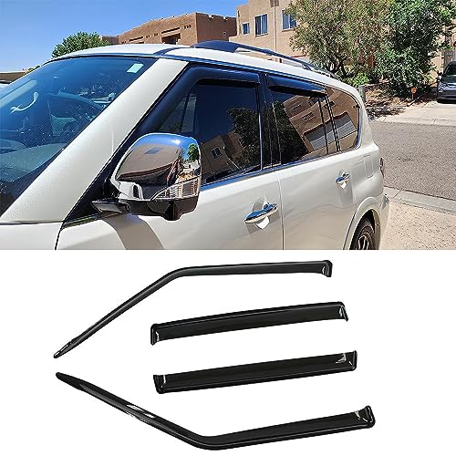 Window Visors Dark Smoke Rain Guards for 2017 (2017-2024 Nissan Armada)