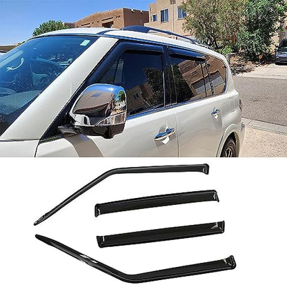 Window Visors Dark Smoke Rain Guards for 2017 (2017-2024 Nissan Armada)