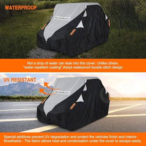 UTV Cover Waterproof 300D Heavy Duty 2 (M: 126"Lx 65"Wx 73"H (Single row seat))