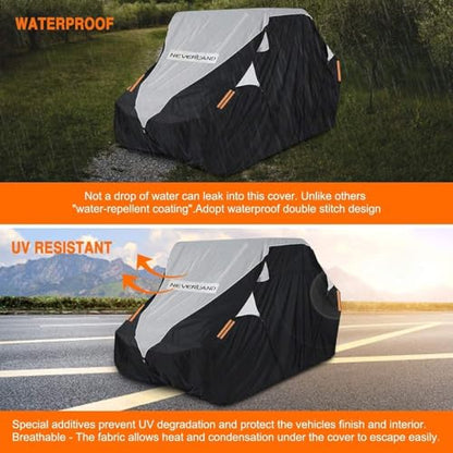 UTV Cover Waterproof 300D Heavy Duty 2 (M: 126"Lx 65"Wx 73"H (Single row seat))