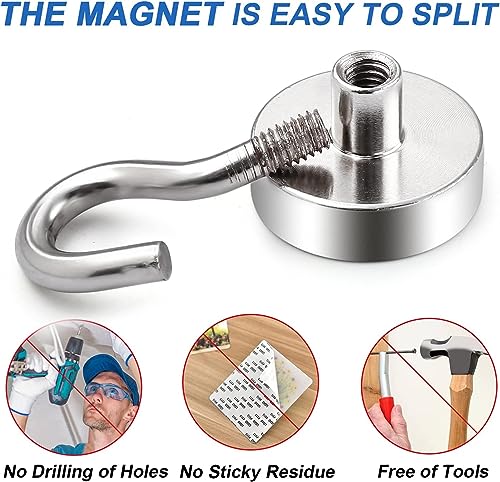 Magnetic Hooks for Cruise Cabins 30LBS Heavy Duty Magnet Hook 4 P (Silver / 0.63in)