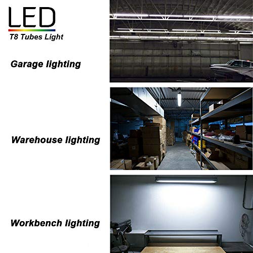 6-Pack, 8FT LED Shop Light, U Shape Integrated T8 LED Tube Light,18800LM, 144W, 6000K Cold Light, 8 Foot Linkable Shop Lights W/Built-in ON/Off Switch for Warehouse, Workshop (6 Count (Pack of 1))