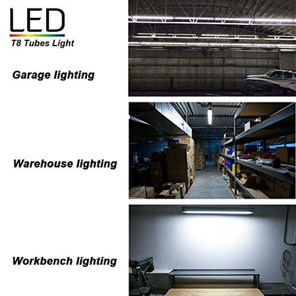 20-Pack) 8ft LED Shop Light Fixture, 144W 18000LM 6000K, Cold White, U Shape, Clear Cover, Hight Output, Linkable Shop Lights, T8 LED Tube Lights, 8 LED shop lights for garage 8 foot with plug (U-20PCS 8FT 6000K)