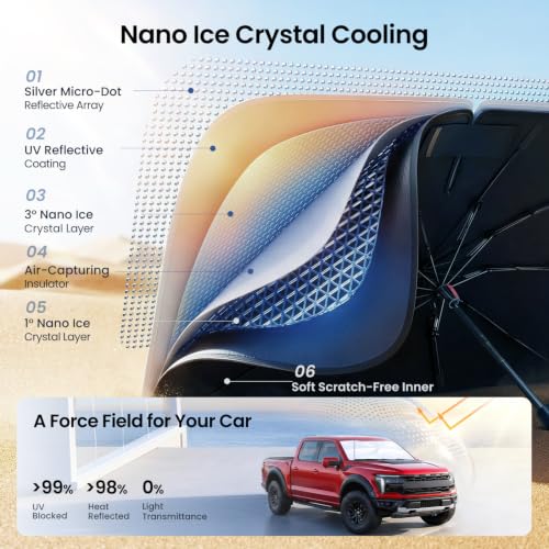Windshield Sun Shade Umbrella for Pickup Truck & SUV (L)