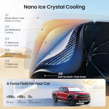 Windshield Sun Shade Umbrella for Pickup Truck & SUV (L)