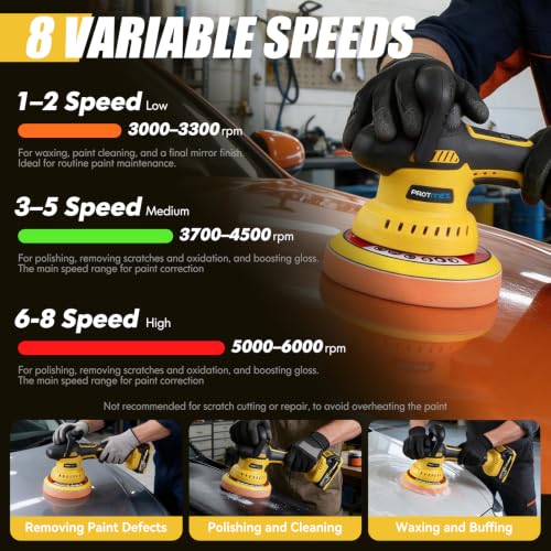 Cordless Car Buffer Polisher w (Yellow)