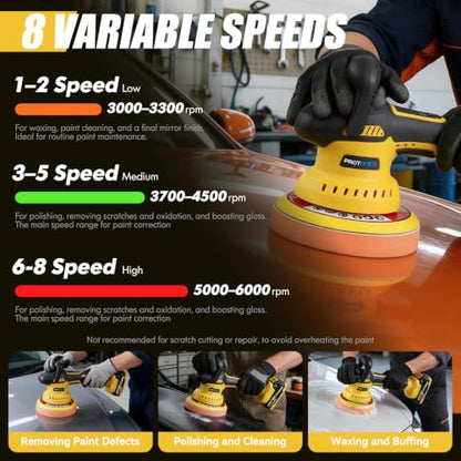 Cordless Car Buffer Polisher w (Yellow)