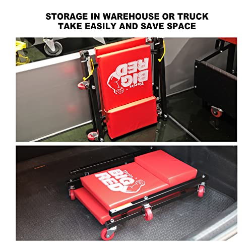 36" 2 Piece Padded Rolling Garage (2-Piece Creeper-36inch-Red)