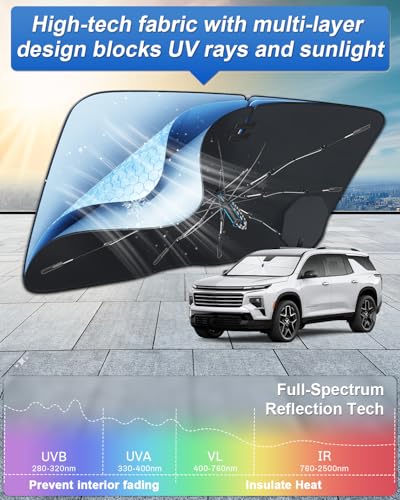 for 2026 2027 Chevy Traverse Car Windshield Sun Shade Umbrella (2024-2027 Traverse)
