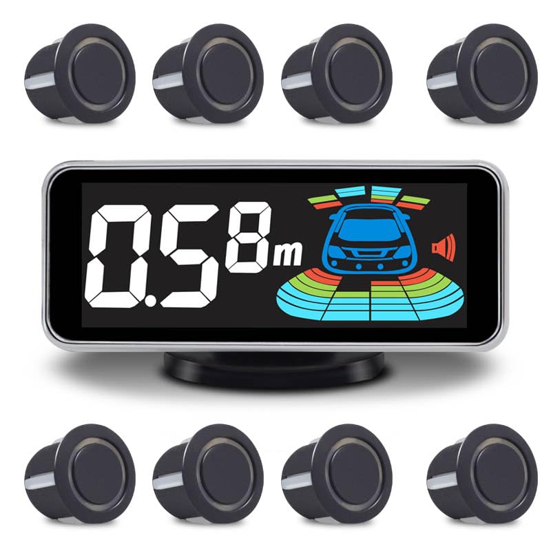 Car Parking Sensors Kit Reverse Radar parktronic System Auto Electronics Vehicle Back Assistant Reverse 8 Sensor (Matte Black)