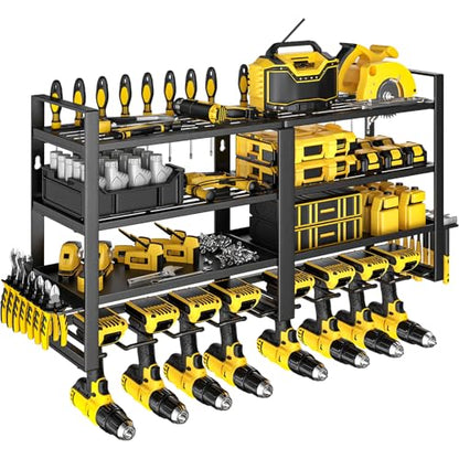 Power Tool Organizer Wall Mount (4-Tier 8 Drill Holders)